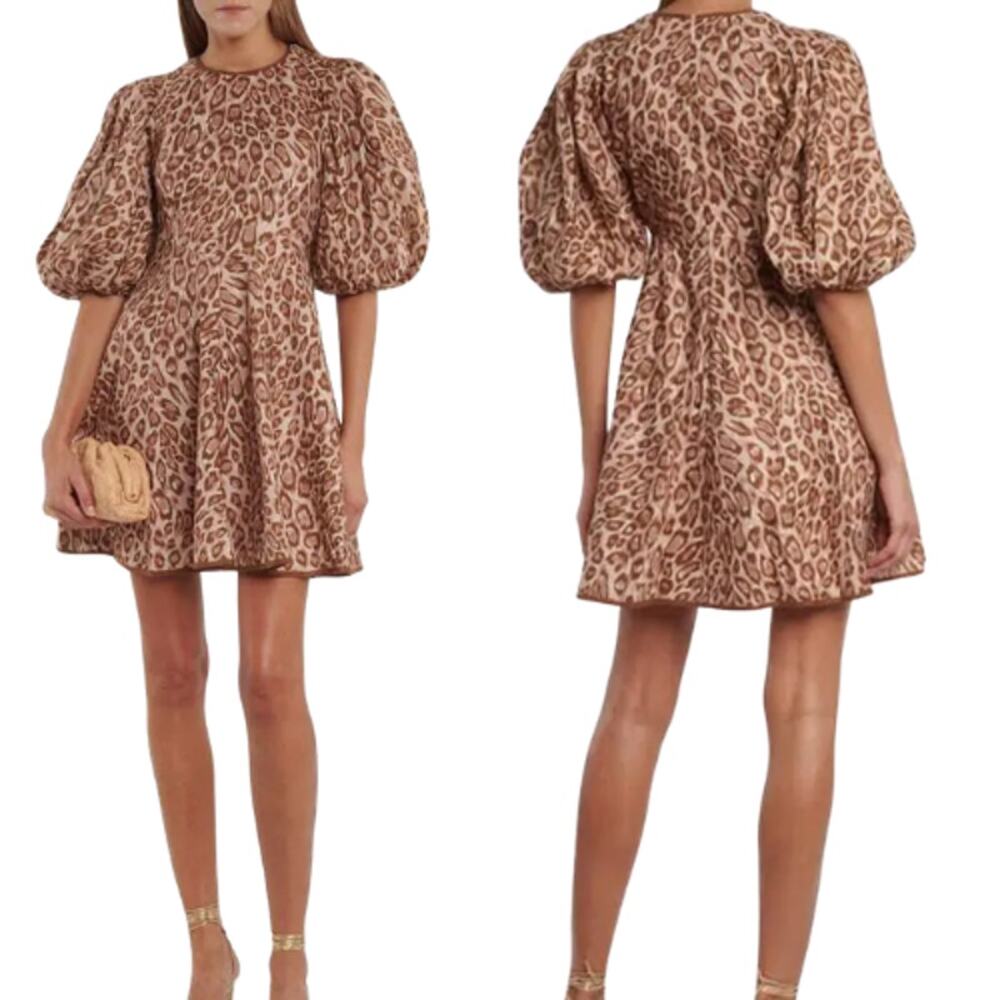 NWT Zimmermann Concert Day Short Blouson Sleeves Mini Dress Pink Size: 8
